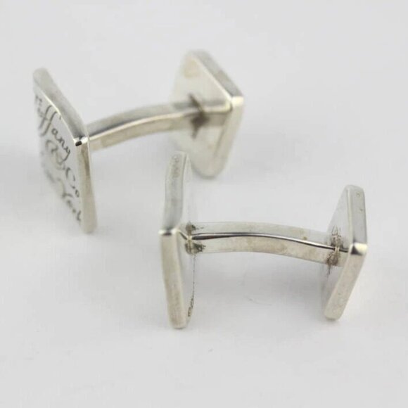 Tiffany & Co Notes Square Cufflinks Cuff Links Silver 925 Auth #7381 - Picture 4 of 5